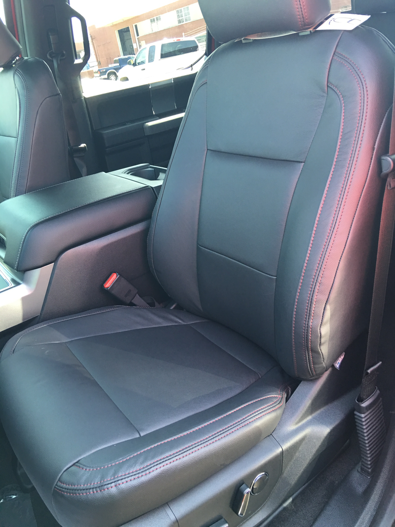 The guys in the back did the black leather with dark red